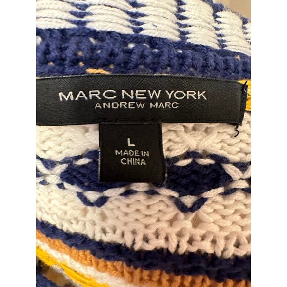 Marc New York Striped Cardigan Sweater Blue/Yellow/Cream Sz Large - Picture 7 of 7